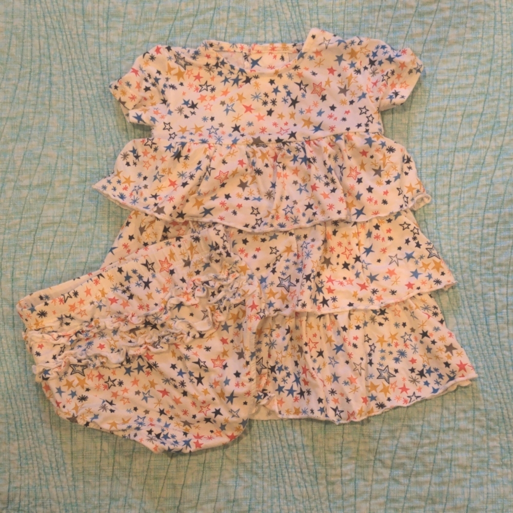 Stars Magnetic-Me Tiered ruffle dress 3-6 months